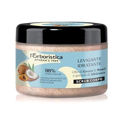 L'Herboristic Athena's Hydraterende en Velluterende lichaamscrème, peeling en gladmakende lichaamscrème met kokosolie, monoi-olie en abrikozengranulaat, 200 ml L'Herboristic Athena's Hydraterende en Velluterende lichaamscrème, peeling en gladmakende lichaamscrème met kokosolie, monoi-olie en abrikozengranulaat, 200 ml