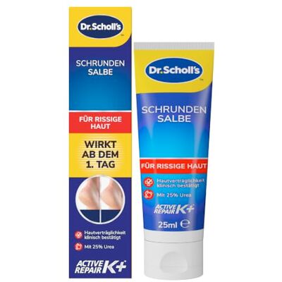 Dr. Scholl's Scholl Active Repair K+ voetcrème 60 ml, voor droge en gebarsten hielen, regenereert beschadigde huid, intensieve verzorging met 25% ureum en keratine, zonder parfum, voetverzorging voor mooie Dr. Scholl's Scholl Active Repair K+ voetcrème 60 ml, voor droge en gebarsten hielen, regenereert beschadigde huid, intensieve verzorging met 25% ureum en keratine, zonder parfum, voetverzorging voor mooie