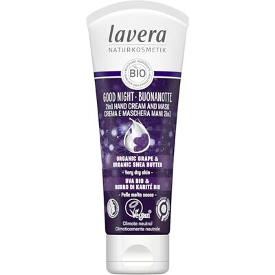 lavera Good Night 2-in-1 handcrème en masker, natuurlijke cosmetica, veganistisch gecertificeerd, biologische en biologische sheaboter, 75 ml, wit lavera Good Night 2-in-1 handcrème en masker, natuurlijke cosmetica, veganistisch gecertificeerd, biologische en biologische sheaboter, 75 ml, wit