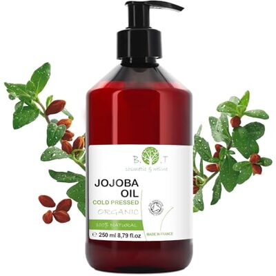 B.O.T cosmetic & wellness Jojoba-olie pure biologische gezichtsolie massageolie make-up remover olie gezicht olie haar striae zwangerschap olie lichaam baardolie 250 ml B.O.T cosmetic & wellness Jojoba-olie pure biologische gezichtsolie massageolie make-up remover olie gezicht olie haar striae zwangerschap olie lichaam baardolie 250 ml