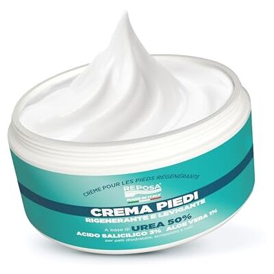 REPOSA Nieuwe versie crème voor zeer droge en beschadigde voeten met ureum, regenererende voetcrème met salicylzuur en aloë vera voetverzorging voor gedehydrateerde hielen en huid 150 ml REPOSA Nieuwe versie crème voor zeer droge en beschadigde voeten met ureum, regenererende voetcrème met salicylzuur en aloë vera voetverzorging voor gedehydrateerde hielen en huid 150 ml