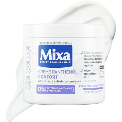 Mixa Expert Gevoelige Huid – Panthenol Comfort Crème – Anti-Jeuk – Zeer Droge en Reactieve Huid – Gezicht, Lichaam, Handen – Baby, Kind, Volwassene Hypoallergeen – Zonder Parfum – 400 ml Mixa Expert Gevoelige Huid – Panthenol Comfort Crème – Anti-Jeuk – Zeer Droge en Reactieve Huid – Gezicht, Lichaam, Handen – Baby, Kind, Volwassene Hypoallergeen – Zonder Parfum – 400 ml