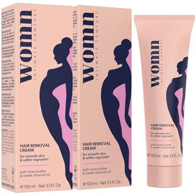 womn Intime-ontharingscrème, 2 stuks (2 x 100 ml) – zachte ontharing voor bikinilijn, oksels en intieme zone – zonder sneden of scheerknoppen – dermatologisch getest womn Intime-ontharingscrème, 2 stuks (2 x 100 ml) – zachte ontharing voor bikinilijn, oksels en intieme zone – zonder sneden of scheerknoppen – dermatologisch getest