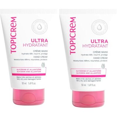 Topicrem Ultra Hydraterende handcrème Duo – hydrateert 48 uur, voedt, beschermt de huid – smeltende textuur, delicate geur – hydraterende crème voor droge en beschadigde handen – gemaakt in Frankrijk – 50 ml x 2 Topicrem Ultra Hydraterende handcrème Duo – hydrateert 48 uur, voedt, beschermt de huid – smeltende textuur, delicate geur – hydraterende crème voor droge en beschadigde handen – gemaakt in Frankrijk – 50 ml x 2