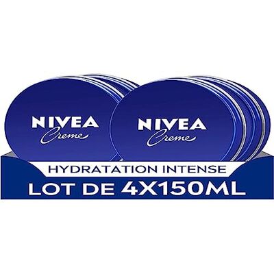 NIVEA Gezichts-, lichaams- en handcrème (4 x 150 ml), vochtinbrengende crème met romige textuur verrijkt met Eucerit, multifunctionele vochtinbrengende crème voor het hele gezin NIVEA Gezichts-, lichaams- en handcrème (4 x 150 ml), vochtinbrengende crème met romige textuur verrijkt met Eucerit, multifunctionele vochtinbrengende crème voor het hele gezin