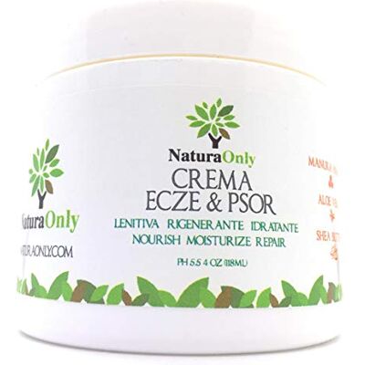 Natura Only Crème Eczeem & Psoriasis natuurlijke en intensieve crème met Manukahoning, Aloë Vera, Sheaboter, Kokosolie. behandeling voor droge, jeukende, rode en schilferige huid Natura Only Crème Eczeem & Psoriasis natuurlijke en intensieve crème met Manukahoning, Aloë Vera, Sheaboter, Kokosolie. behandeling voor droge, jeukende, rode en schilferige huid