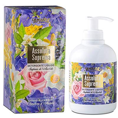L'Amande Vloeibare hand- en lichaamszeep met roos en korenbloem, voedende reinigingsgel met hyaluronzuur en vitamine E, hand- en natuurlijke douchezeep Absolue Supreme, 300 ml L'Amande Vloeibare hand- en lichaamszeep met roos en korenbloem, voedende reinigingsgel met hyaluronzuur en vitamine E, hand- en natuurlijke douchezeep Absolue Supreme, 300 ml