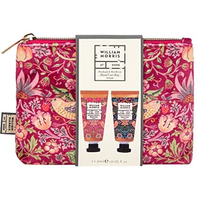 William Morris at Home 2 x 30 ml handcrème, toilettas, beauty-organizer met ritssluiting, sheaboter, vochtinbrengende crème patchoeli en rode bessen, formaat William Morris at Home 2 x 30 ml handcrème, toilettas, beauty-organizer met ritssluiting, sheaboter, vochtinbrengende crème patchoeli en rode bessen, formaat