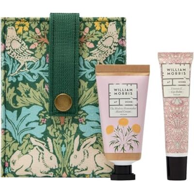 William Morris at Home William Morris Handcrème 30 ml en lippenbalsem 10 ml in presentatiedienblad met canvas zak, sheaboter en jojoba-olie, schoonheidscadeau voor haar, formaat William Morris at Home William Morris Handcrème 30 ml en lippenbalsem 10 ml in presentatiedienblad met canvas zak, sheaboter en jojoba-olie, schoonheidscadeau voor haar, formaat