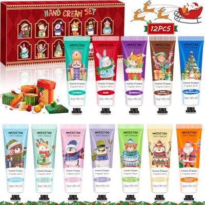 ZQEJEFD 12 stuks handcrèmes, mini-handcrème, cadeauset, plantaardige geur voor de handen, droge en gebarsten handen, cadeauset voor dames en heren, Kerstmis, ZQEJEFD 12 stuks handcrèmes, mini-handcrème, cadeauset, plantaardige geur voor de handen, droge en gebarsten handen, cadeauset voor dames en heren, Kerstmis,