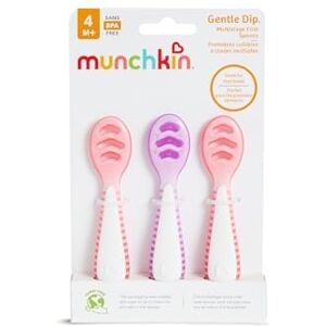 Munchkin Gentle Dip Set van 3 eerste speenlepels met meerdere verdiepingen voor baby's vanaf 4 maanden, ideaal voor babyspenen, ergonomisch design, BPA-vrij, roze en paars Munchkin Gentle Dip Set van 3 eerste speenlepels met meerdere verdiepingen voor baby's vanaf 4 maanden, ideaal voor babyspenen, ergonomisch design, BPA-vrij, roze en paars