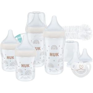 NUK Perfect Match Perfect Start 9 babyflessen van 0-6 maanden en ouder, past zich aan het gehemelte van de baby aan 4 anti-koliek flessen, fopspenen, flessenborstel en meer BPA-vrij NUK Perfect Match Perfect Start 9 babyflessen van 0-6 maanden en ouder, past zich aan het gehemelte van de baby aan 4 anti-koliek flessen, fopspenen, flessenborstel en meer BPA-vrij