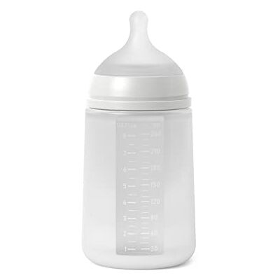 Suavinex , Fles met siliconen fles en symmetrische speen SX Pro, zacht en flexibel, met anti-koliek ventiel, fles met gemiddelde snelheid (M), voor baby's + 3 maanden, kleur essence, grijs Suavinex , Fles met siliconen fles en symmetrische speen SX Pro, zacht en flexibel, met anti-koliek ventiel, fles met gemiddelde snelheid (M), voor baby's + 3 maanden, kleur essence, grijs
