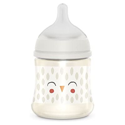 Suavinex , Fles 150 ml fles met symmetrische speen SX Pro van siliconen met langzame doorstroming (S) met anti-koliek ventiel, voor baby's + 0 maanden, bonhomia, beige Suavinex , Fles 150 ml fles met symmetrische speen SX Pro van siliconen met langzame doorstroming (S) met anti-koliek ventiel, voor baby's + 0 maanden, bonhomia, beige