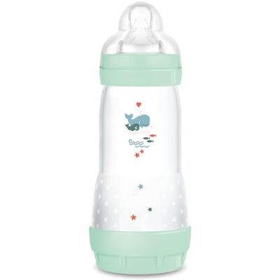 MAM Easy Start Anti-koliek fles met zuiger van SkinSoftTM siliconen, 4 maanden, 320 ml, blauw MAM Easy Start Anti-koliek fles met zuiger van SkinSoftTM siliconen, 4 maanden, 320 ml, blauw