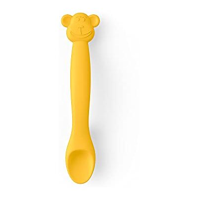 Suavinex , Siliconen lepel voor baby's, +4 maanden, flexibele lepel met lange steel. Zachte lepel voor gevoelig tandvlees, vaatwasmachinebestendig, aapmotief, gele kleur Suavinex , Siliconen lepel voor baby's, +4 maanden, flexibele lepel met lange steel. Zachte lepel voor gevoelig tandvlees, vaatwasmachinebestendig, aapmotief, gele kleur