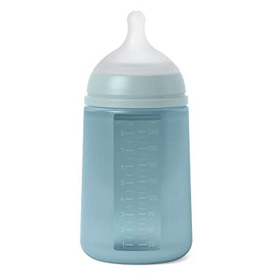 Suavinex , Fles met siliconen fles en symmetrische speen SX Pro, zacht en flexibel, met anti-koliek ventiel, medium flow flesje (M), voor baby's + 3 maanden, blauw Suavinex , Fles met siliconen fles en symmetrische speen SX Pro, zacht en flexibel, met anti-koliek ventiel, medium flow flesje (M), voor baby's + 3 maanden, blauw
