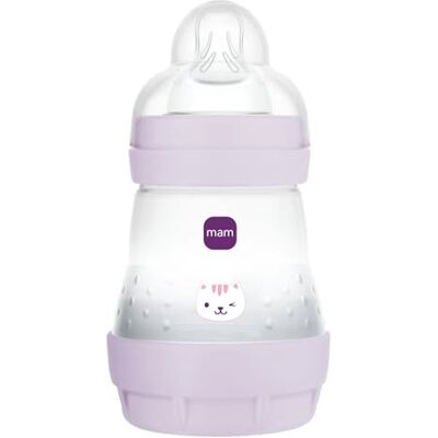 MAM Easy Start Anti-koliek fles 0+ maanden langzame doorstroming (160 ml) lila fles ter vermindering van koliek en klachten van de baby babyfles compatibel met borstvoeding MAM Easy Start Anti-koliek fles 0+ maanden langzame doorstroming (160 ml) lila fles ter vermindering van koliek en klachten van de baby babyfles compatibel met borstvoeding