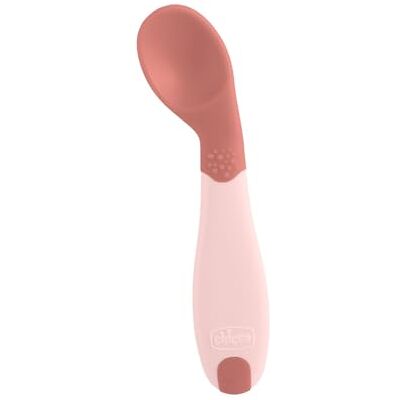 Chicco Eerste lepel, gebogen, kleine en lichte babylepel, met hoekige vorm en ergonomische handgreep om zelfstandig te leren eten, voor kinderen vanaf 8 maanden, roze Chicco Eerste lepel, gebogen, kleine en lichte babylepel, met hoekige vorm en ergonomische handgreep om zelfstandig te leren eten, voor kinderen vanaf 8 maanden, roze
