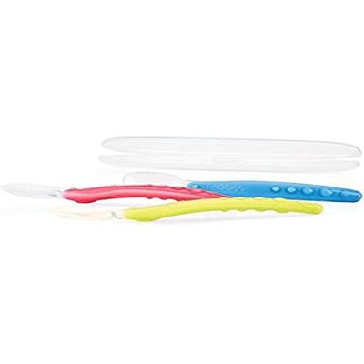 Nuby ID5555 Siliconen lepel met etui, 3 maanden+, verschillende kleuren Nuby ID5555 Siliconen lepel met etui, 3 maanden+, verschillende kleuren