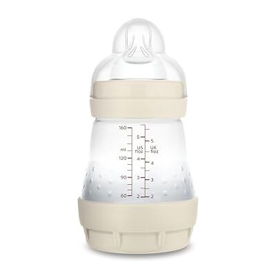 MAM Anti-koliek-fles, 0-2 maanden, 160 ml, met 1 siliconen fopspeen met langzame acceptatie, eenvoudige acceptatie, zelfsteriliseerbaar en gemakkelijk te reinigen, anti-koliek, neutraal mat, 1 stuk MAM Anti-koliek-fles, 0-2 maanden, 160 ml, met 1 siliconen fopspeen met langzame acceptatie, eenvoudige acceptatie, zelfsteriliseerbaar en gemakkelijk te reinigen, anti-koliek, neutraal mat, 1 stuk