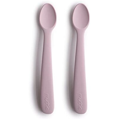 mushie Set van 2 siliconen lepels voor kinderen, BPA-vrij, vaatwasmachinebestendig, accessoires voor peuters (zacht paars) mushie Set van 2 siliconen lepels voor kinderen, BPA-vrij, vaatwasmachinebestendig, accessoires voor peuters (zacht paars)