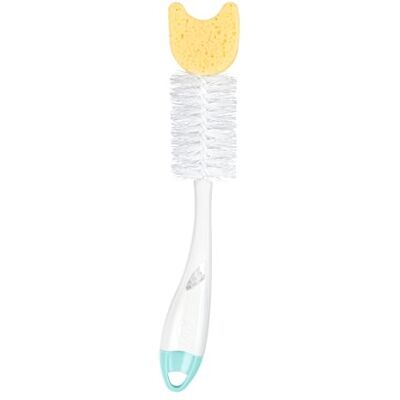 NUK Flessenborstel met spons en geïntegreerde fopspeenborstel, met ergonomische handgreep, voor flessen en fopspenen, 1 stuk NUK Flessenborstel met spons en geïntegreerde fopspeenborstel, met ergonomische handgreep, voor flessen en fopspenen, 1 stuk