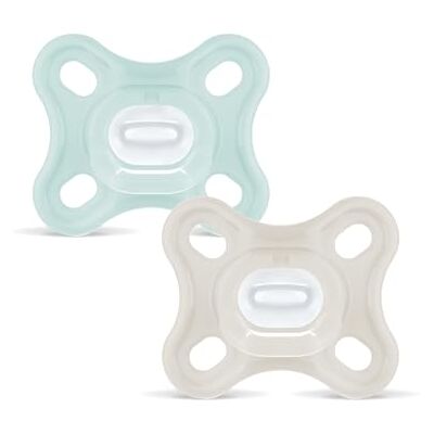MAM Set van 2 siliconen fopspenen, 0-3 maanden, met symmetrische speen, extra kleine en dunne hals van Skin Soft Silicone, gemakkelijk aanvaardbaar, met zelfsteriliserende box, Comfort, MAM Set van 2 siliconen fopspenen, 0-3 maanden, met symmetrische speen, extra kleine en dunne hals van Skin Soft Silicone, gemakkelijk aanvaardbaar, met zelfsteriliserende box, Comfort,