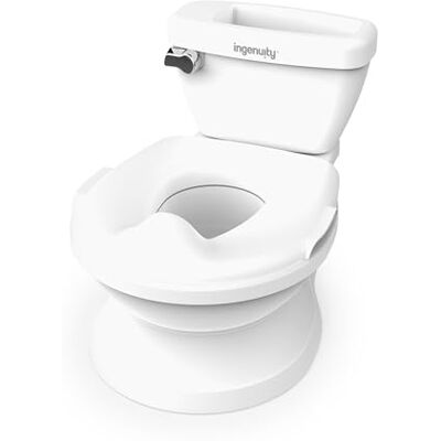 Ingenuity My Size Potty Pro, zindelijkheidstrainingstoilet voor baby's, realistisch spoelgeluid, spatbescherming, gemakkelijk te reinigen met afneembare kom, opslag Ingenuity My Size Potty Pro, zindelijkheidstrainingstoilet voor baby's, realistisch spoelgeluid, spatbescherming, gemakkelijk te reinigen met afneembare kom, opslag