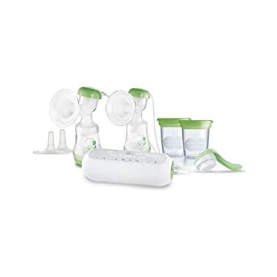MAM Dubbele elektrische borstkolf 2-in-1 borstkolf met 9 intensiteitsniveaus en 3 uur looptijd 2 Easy Start anti-koliek flessen en 2 voorraadpotten inbegrepen groen MAM Dubbele elektrische borstkolf 2-in-1 borstkolf met 9 intensiteitsniveaus en 3 uur looptijd 2 Easy Start anti-koliek flessen en 2 voorraadpotten inbegrepen groen