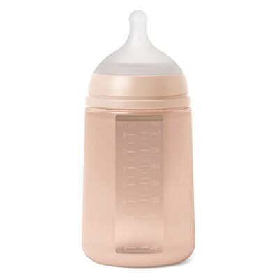 Suavinex , Fles met siliconen fles en symmetrische speen SX Pro, zacht en flexibel, met anti-koliek ventiel, medium flow flesje (M), voor baby's + 3 maanden, kleur essence, nude Suavinex , Fles met siliconen fles en symmetrische speen SX Pro, zacht en flexibel, met anti-koliek ventiel, medium flow flesje (M), voor baby's + 3 maanden, kleur essence, nude