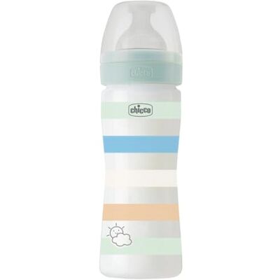 Chicco Wellness-fles met gemiddelde doorstroming, zachte en zachte siliconen fysio-speen, anti-kolieksysteem, vermindert oprispingen en prikkelbaarheid, plastic fles van 250 ml, vanaf 2 maanden, blauw Chicco Wellness-fles met gemiddelde doorstroming, zachte en zachte siliconen fysio-speen, anti-kolieksysteem, vermindert oprispingen en prikkelbaarheid, plastic fles van 250 ml, vanaf 2 maanden, blauw