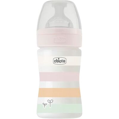 Chicco Wellness fles met langzame doorstroming, zachte en zachte siliconen fysio-speen, anti-kolieksysteem, vermindert oprispingen en prikkelbaarheid, plastic fles van 150 ml, 0 maanden en ouder, roze Chicco Wellness fles met langzame doorstroming, zachte en zachte siliconen fysio-speen, anti-kolieksysteem, vermindert oprispingen en prikkelbaarheid, plastic fles van 150 ml, 0 maanden en ouder, roze