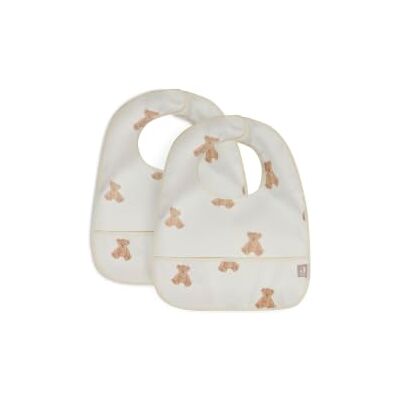 Jollein 029-864-66095 waterdichte slabbetjes, teddybeer, wit, 2 stuks Jollein 029-864-66095 waterdichte slabbetjes, teddybeer, wit, 2 stuks