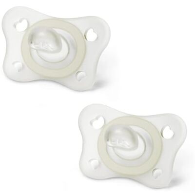 Chicco "PHYSIOFORMA MINI SOFT", helder, 2-6 m, 100% siliconen, 2 stuks Chicco "PHYSIOFORMA MINI SOFT", helder, 2-6 m, 100% siliconen, 2 stuks