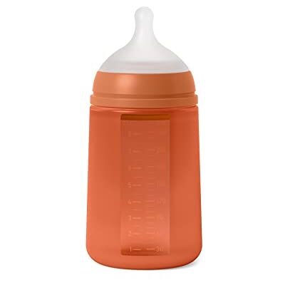 Suavinex , Fles met siliconen fles en symmetrische speen SX Pro, zacht en flexibel, met anti-koliek ventiel, medium flow flesje (M), voor baby's + 3 maanden, kleur essence, oranje zonsondergang Suavinex , Fles met siliconen fles en symmetrische speen SX Pro, zacht en flexibel, met anti-koliek ventiel, medium flow flesje (M), voor baby's + 3 maanden, kleur essence, oranje zonsondergang