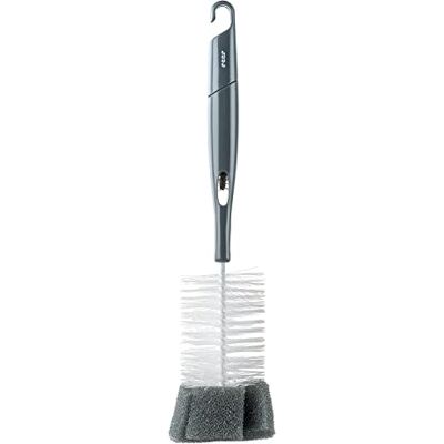 Reer 2-in-1 flessenborstel en fopspeen met fopspeenborstel in handvat, grijs Reer 2-in-1 flessenborstel en fopspeen met fopspeenborstel in handvat, grijs
