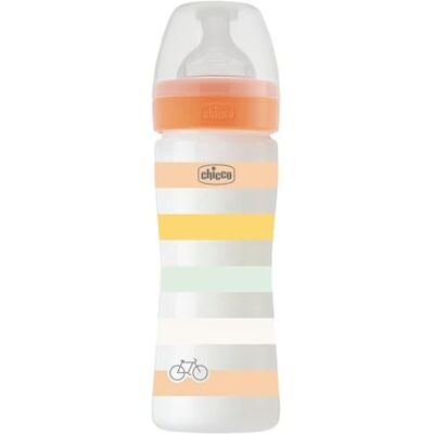 Chicco Wellness-fles met gemiddelde doorstroming, zachte en zachte siliconen fysio-speen, anti-kolieksysteem, vermindert oprispingen en prikkelbaarheid, plastic fles van 250 ml, vanaf 2 maanden Chicco Wellness-fles met gemiddelde doorstroming, zachte en zachte siliconen fysio-speen, anti-kolieksysteem, vermindert oprispingen en prikkelbaarheid, plastic fles van 250 ml, vanaf 2 maanden