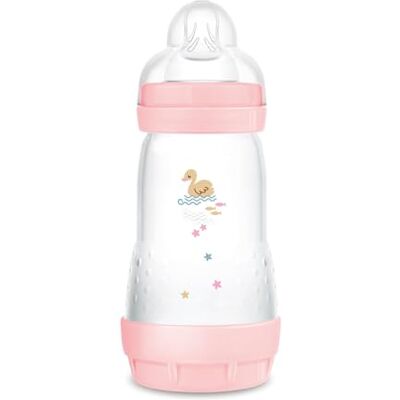 MAM Easy Start Anti-koliek fles, 260 ml, bijzonder goed geaccepteerde melkfles, met bodemventiel tegen koliek en speen, maat 1, 0 maanden, zwaan MAM Easy Start Anti-koliek fles, 260 ml, bijzonder goed geaccepteerde melkfles, met bodemventiel tegen koliek en speen, maat 1, 0 maanden, zwaan