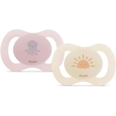 Dodie , Anatomische fopspenen voor geboorte, fopspeen voor baby's, 0-2 maanden, zuigeling, roze, octopus, 2 stuks Dodie , Anatomische fopspenen voor geboorte, fopspeen voor baby's, 0-2 maanden, zuigeling, roze, octopus, 2 stuks