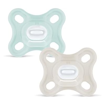 MAM Comfort fopspeen 0-3 maanden (2 stuks), fopspeen 0-3 maanden van 100% siliconen met uniek design, set van 2 zachte en lichte babyaccessoires met steriliserende fopspeenhouder, neutraal MAM Comfort fopspeen 0-3 maanden (2 stuks), fopspeen 0-3 maanden van 100% siliconen met uniek design, set van 2 zachte en lichte babyaccessoires met steriliserende fopspeenhouder, neutraal