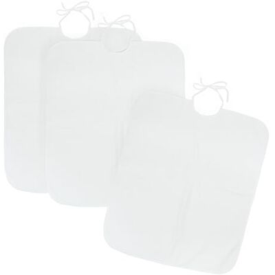 Ti TIN Set van 3 slabbetjes voor volwassenen, 50 x 60 cm 90% katoen 10% polyester gesp, sluitband zonder plastic effen kleur (wit) 320 g/m² Ti TIN Set van 3 slabbetjes voor volwassenen, 50 x 60 cm 90% katoen 10% polyester gesp, sluitband zonder plastic effen kleur (wit) 320 g/m²
