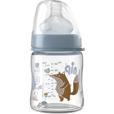 nip Fles met brede hals met anti-colic zuiger: babyfles met Activflex-systeem, Made in Germany, BPA-vrij, glas, één maat, M zuiggat en gemiddelde doorstroming 120 ml nip Fles met brede hals met anti-colic zuiger: babyfles met Activflex-systeem, Made in Germany, BPA-vrij, glas, één maat, M zuiggat en gemiddelde doorstroming 120 ml
