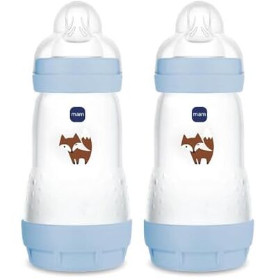 MAM Fles Easy Start 2 stuks SkinSoftTM siliconen fopspeen 2 maanden 260 ml lichtblauw MAM Fles Easy Start 2 stuks SkinSoftTM siliconen fopspeen 2 maanden 260 ml lichtblauw