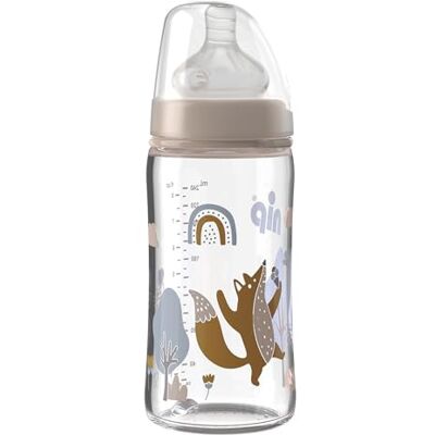 nip Flesje met brede hals en anti-koliek speen: babyfles met ACTIFLEX-systeem, gemaakt in Duitsland, BPA-vrij, glas, één maat, zuiggat M, gemiddelde doorstroming, 240 ml, meisje nip Flesje met brede hals en anti-koliek speen: babyfles met ACTIFLEX-systeem, gemaakt in Duitsland, BPA-vrij, glas, één maat, zuiggat M, gemiddelde doorstroming, 240 ml, meisje