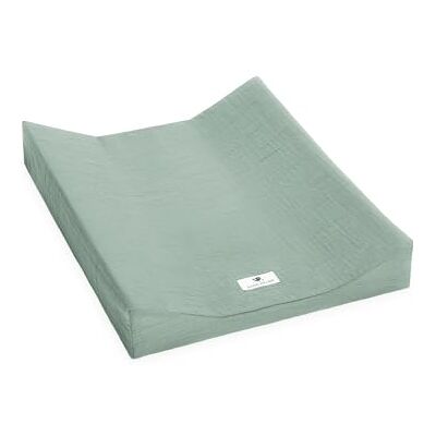 Julius Zöllner Hoes voor aankleedkussen met 2 hoeken, mousseline, groen, Made in Germany, Oeko-Tex Standard 100, afmetingen: 50/65 cm Julius Zöllner Hoes voor aankleedkussen met 2 hoeken, mousseline, groen, Made in Germany, Oeko-Tex Standard 100, afmetingen: 50/65 cm