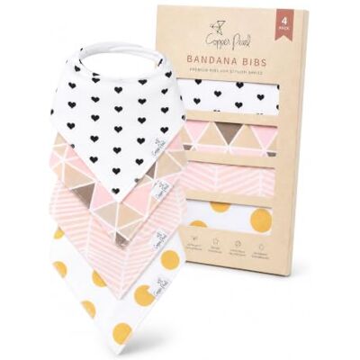 Copper Pearl Babybandana Drool Bibs voor bijten en bijten, 4 stuks cadeauset voor meisjes "Blush Copper Pearl Babybandana Drool Bibs voor bijten en bijten, 4 stuks cadeauset voor meisjes "Blush