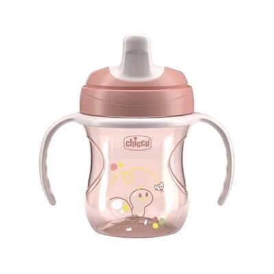 Chicco Training Cup, druppelvrije kunststof drinkbeker voor kinderen, om te leren drinken, ergonomische schenktuit, ventiel en afneembare handgrepen, 6 maanden, BPA-vrij, roze Chicco Training Cup, druppelvrije kunststof drinkbeker voor kinderen, om te leren drinken, ergonomische schenktuit, ventiel en afneembare handgrepen, 6 maanden, BPA-vrij, roze