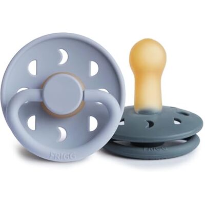 FRIGG Moon Phase 2 stuks fopspeen latex fopspeen gemaakt in Denemarken BPA-vrij symmetrische kersenspeen (Powder Blue/Slate, maat 2 (6-18 maanden)) FRIGG Moon Phase 2 stuks fopspeen latex fopspeen gemaakt in Denemarken BPA-vrij symmetrische kersenspeen (Powder Blue/Slate, maat 2 (6-18 maanden))