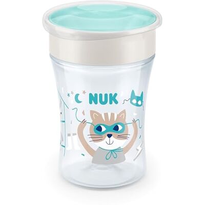NUK Magic Cup drinkbeker 8+ maanden, 230 ml, lekvrije 360° rand, BPA-vrij, blauwe kat NUK Magic Cup drinkbeker 8+ maanden, 230 ml, lekvrije 360° rand, BPA-vrij, blauwe kat